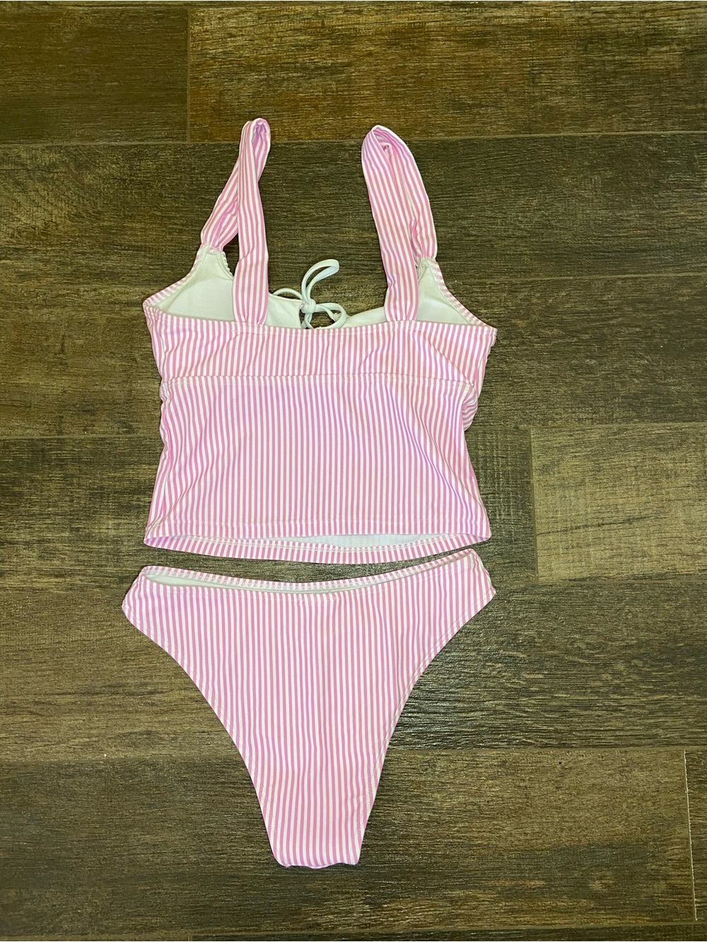 Pink & White Striped Womens Swimsuit - Picture 2 of 3